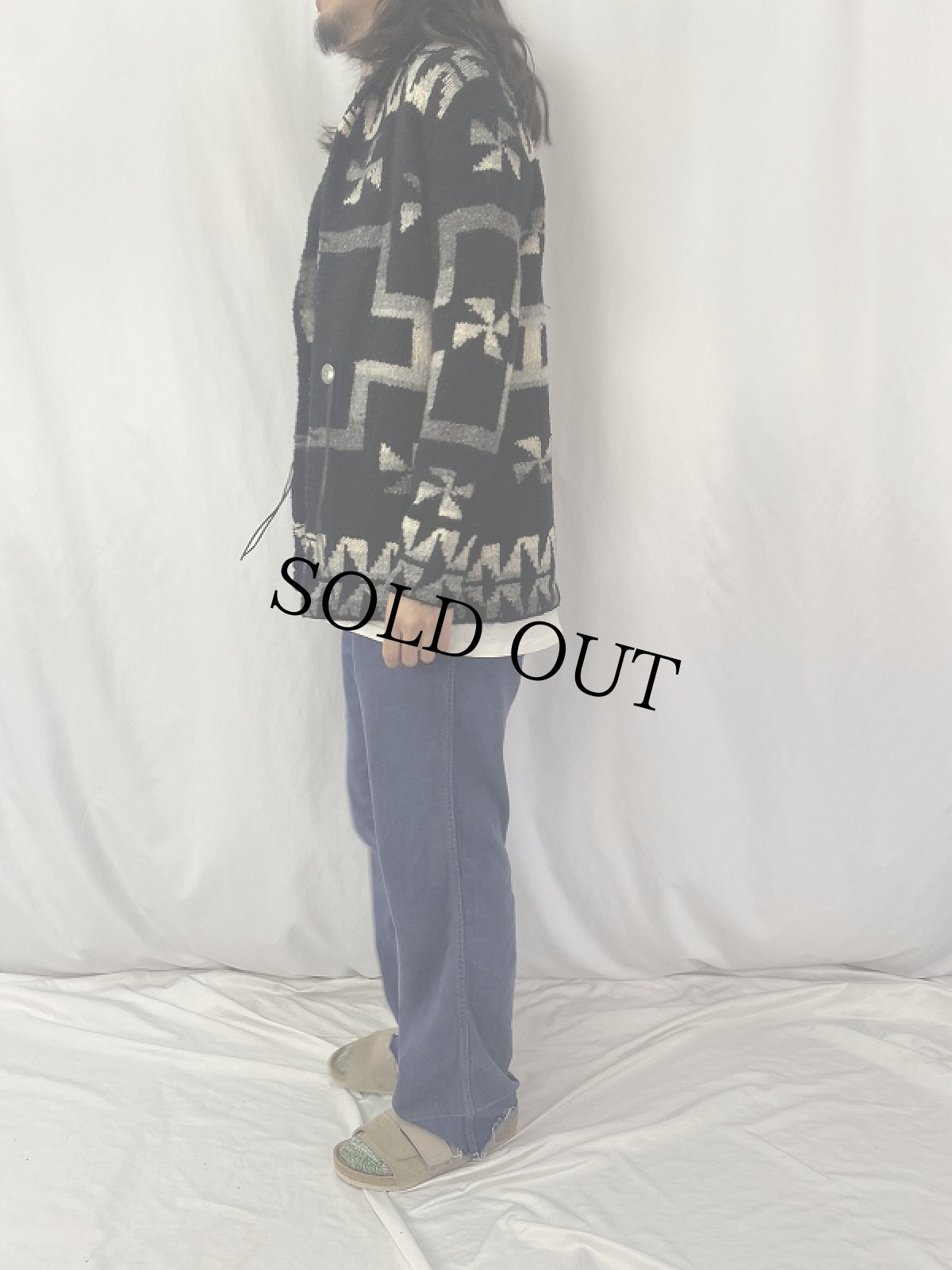 画像3: LAUREN Ralph Lauren 卍 ウールニット ショールカラーガウン BLACK S (3)