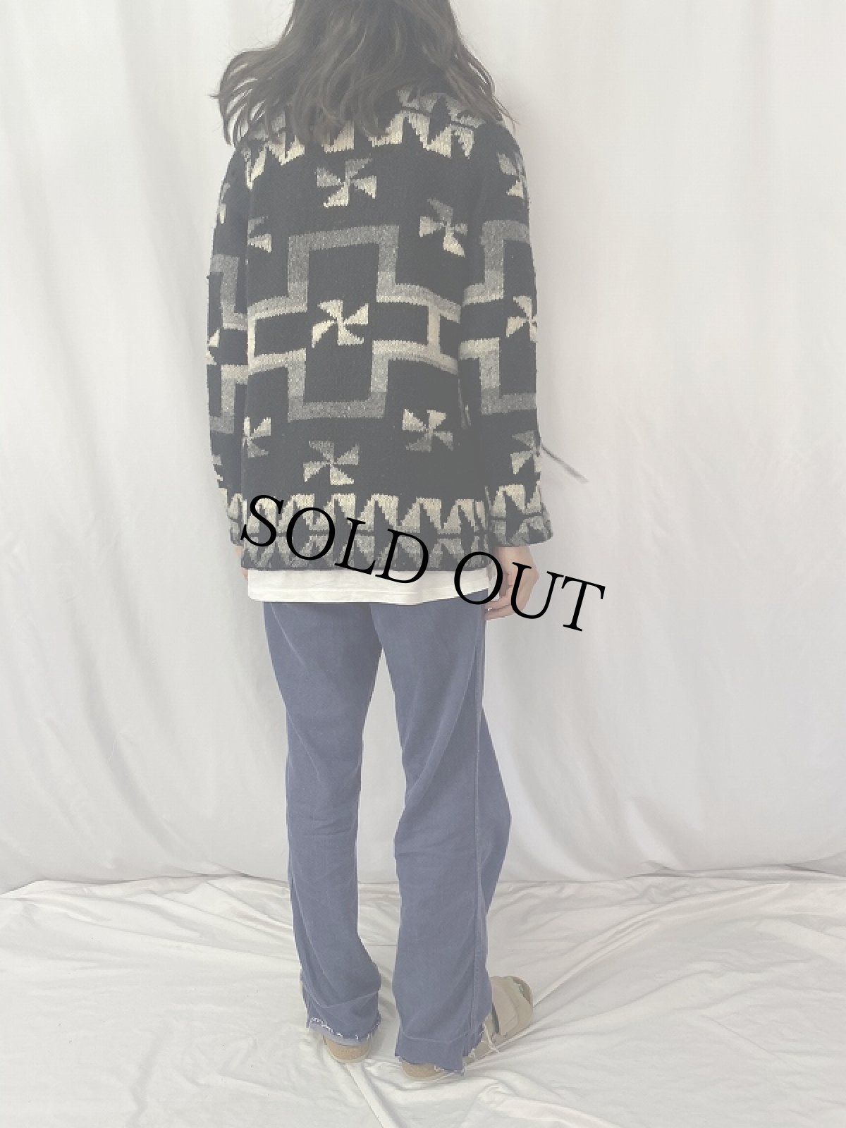 画像4: LAUREN Ralph Lauren 卍 ウールニット ショールカラーガウン BLACK S (4)