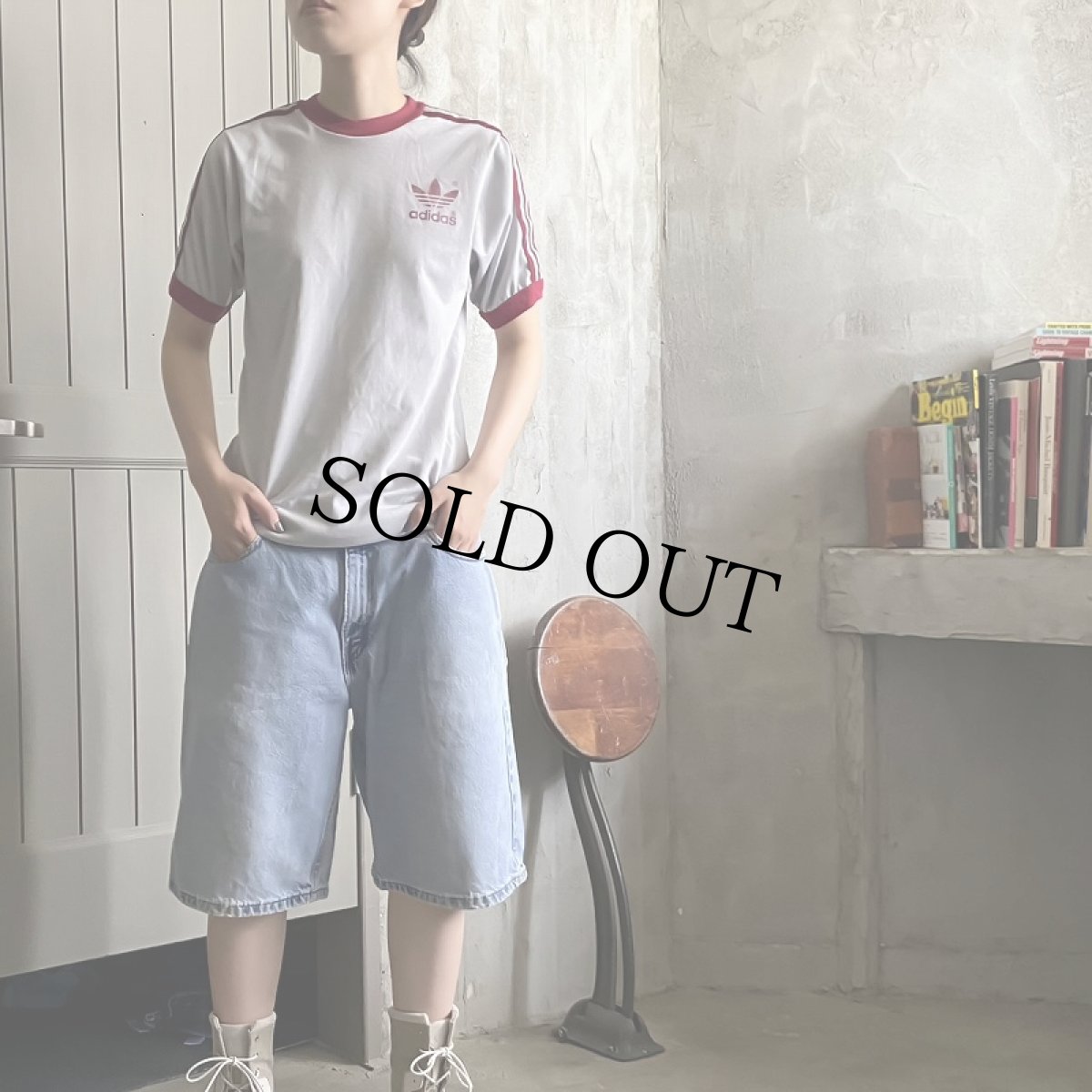 画像4: 80's adidas USA製 ロゴプリント サイドライン リンガーTシャツ S (4)