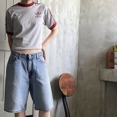 画像1: 80's adidas USA製 ロゴプリント サイドライン リンガーTシャツ S (1)