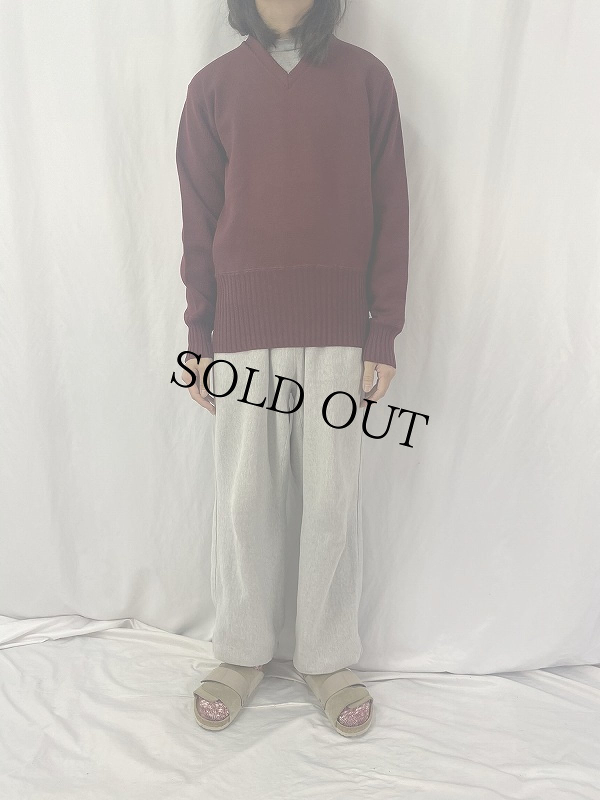 画像2: 50's DKM Vネック レタードニットセーター (2)