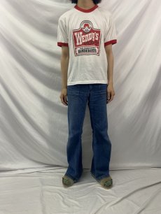 画像2: 80's Wendy's USA製 ハンバーガーショップ リンガーTシャツ L (2)