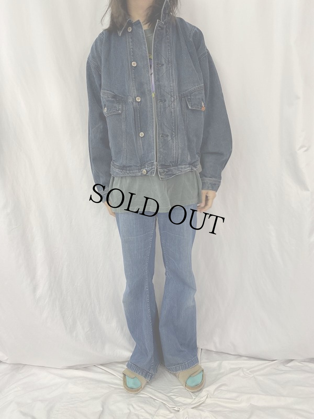 画像2: 90's QUIKSILVER "QSD" デザインデニムジャケット L (2)