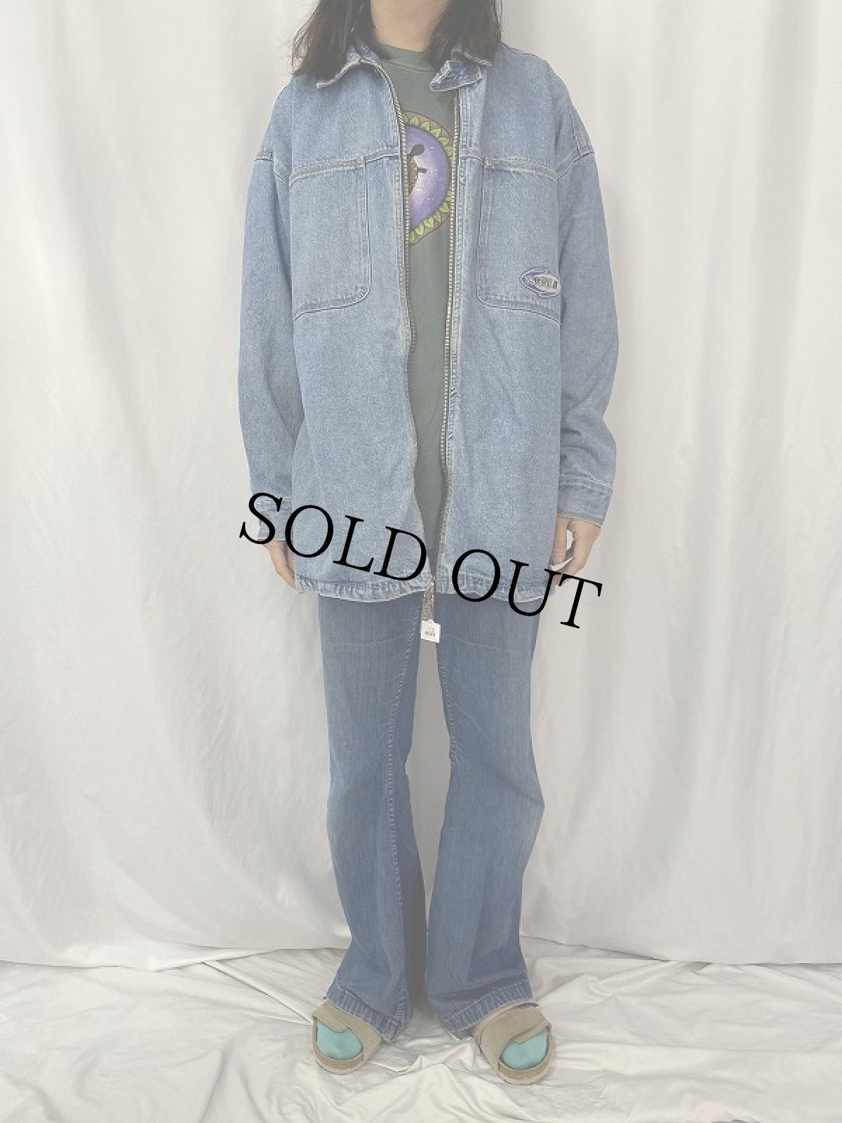 画像2: 90's MACGEAR デニムジップジャケット L (2)