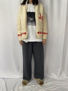 画像2: 【SALE】 60's アイスホッケー柄 カウチンニットジャケット (2)