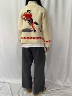 画像4: 【SALE】 60's アイスホッケー柄 カウチンニットジャケット (4)