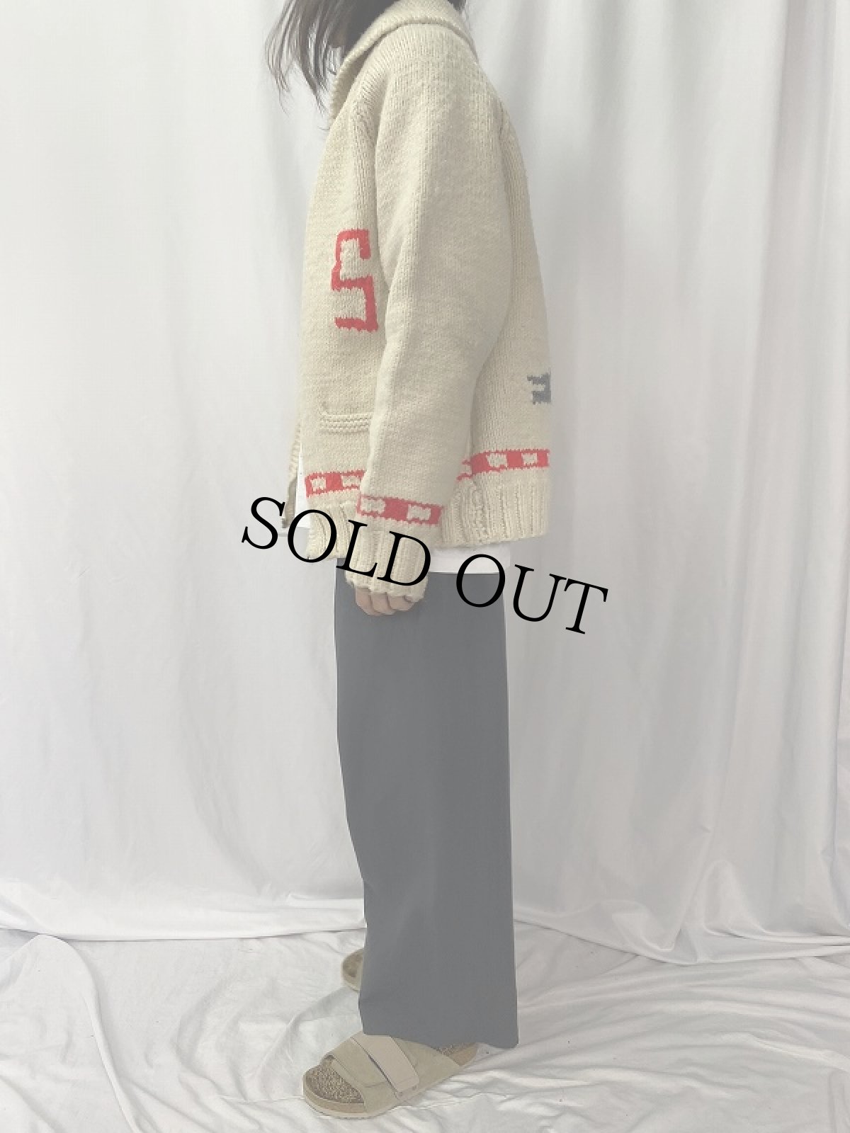 画像3: 【SALE】 60's アイスホッケー柄 カウチンニットジャケット (3)