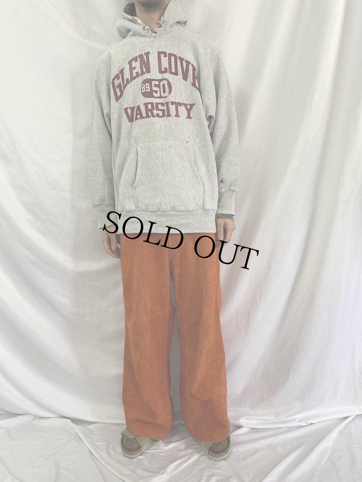 画像2: 80's Champion REVERSE WEAVE USA製 トリコタグ "GLEN COVE VARSITY" フーディー XL (2)