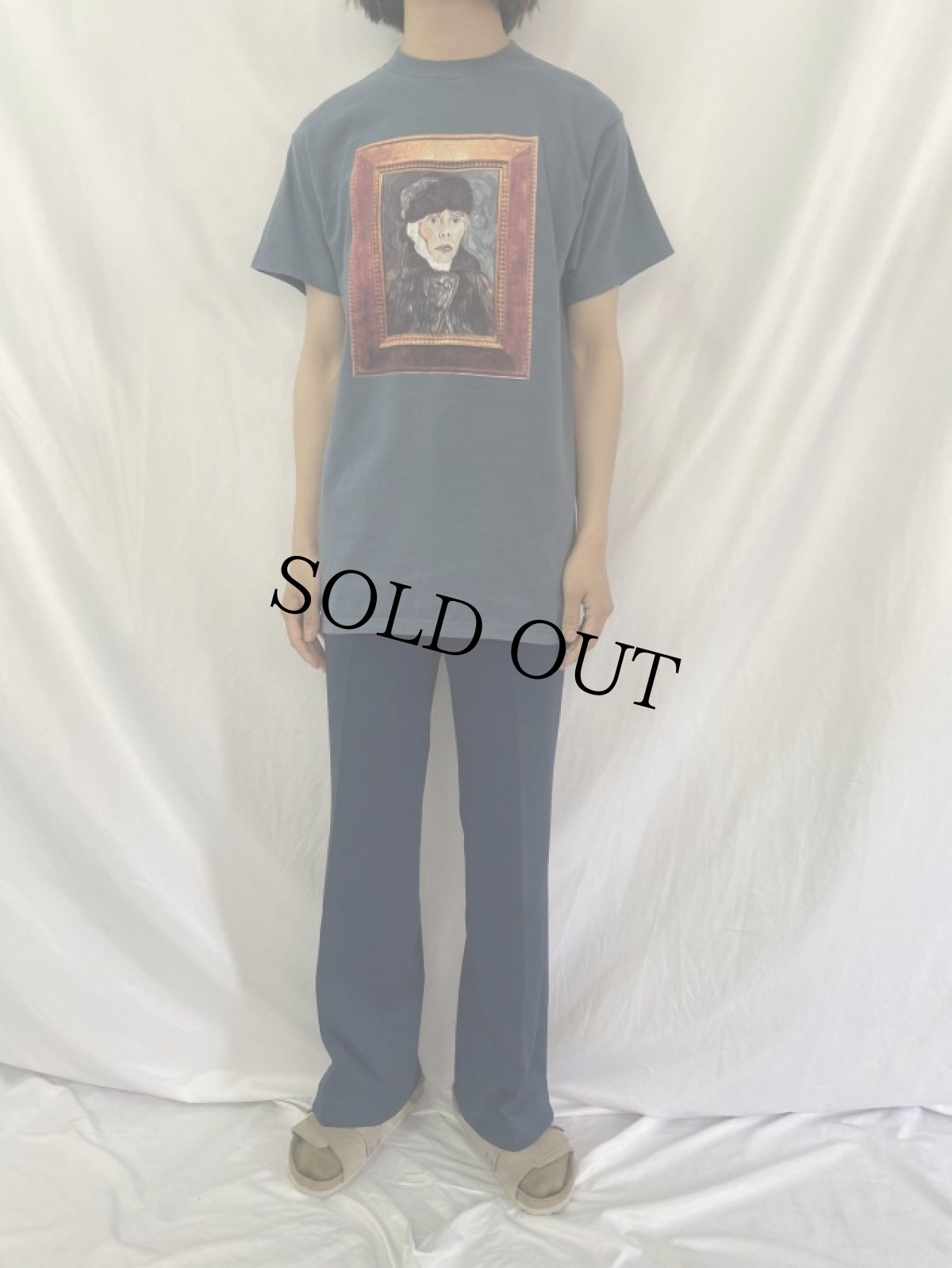 画像2: 90's Joni Mitchell USA製 "TURBULENT INDIGO" アートプリントTシャツ M (2)