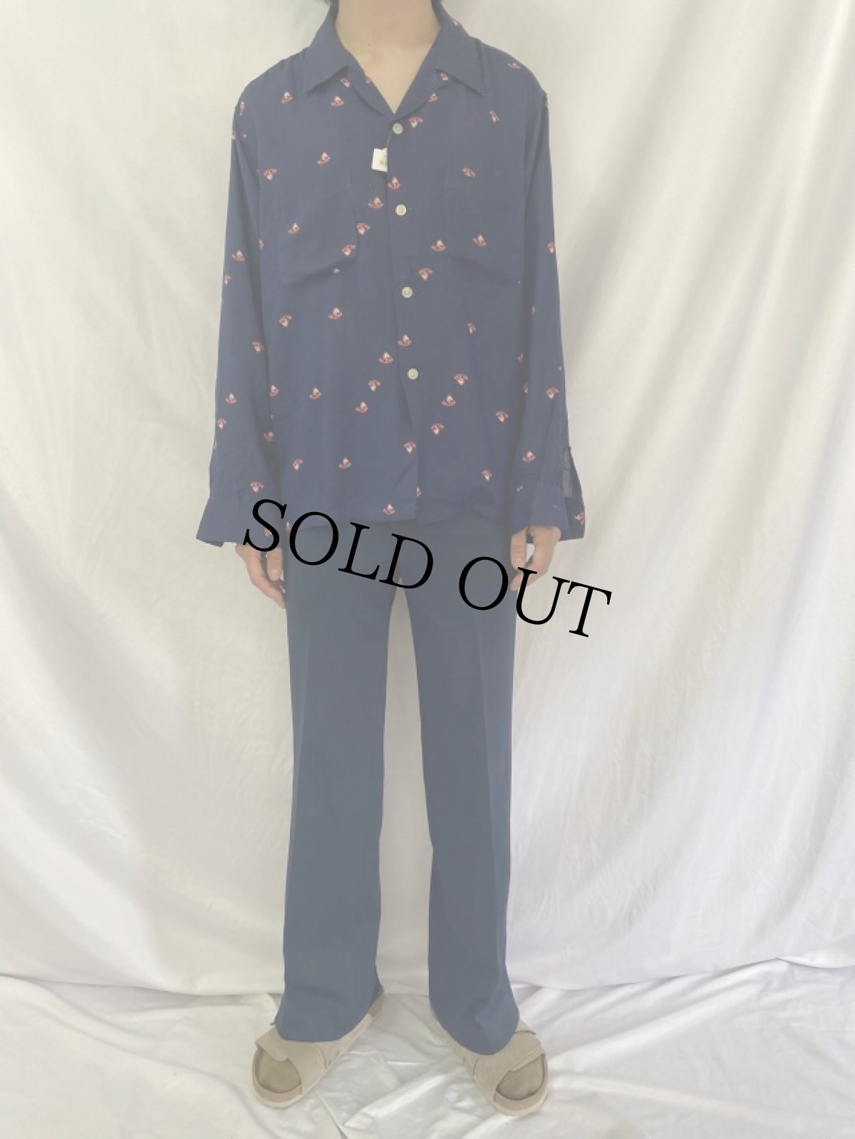 画像2: 50's TEXTRON チェス柄 オープンカラーレーヨンシャツ XL (2)