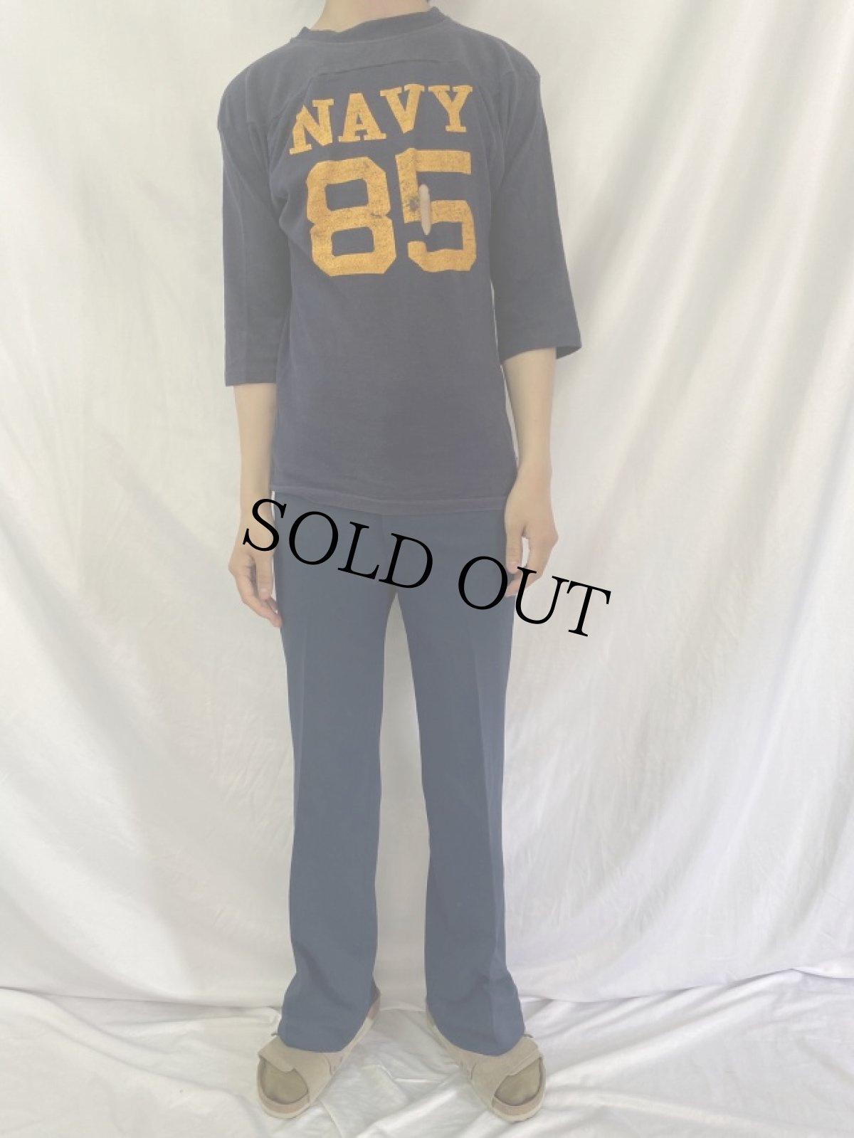 画像2: 80's Champion USA製 トリコタグ "NAVY 85" フットボールTシャツ S (2)