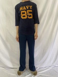 画像2: 80's Champion USA製 トリコタグ "NAVY 85" フットボールTシャツ S (2)