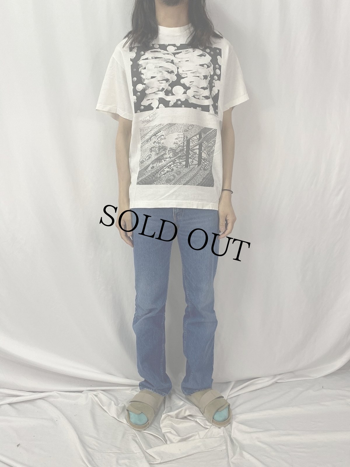 画像3: 90's M.C. Escher USA製 マルチプリントTシャツ L (3)