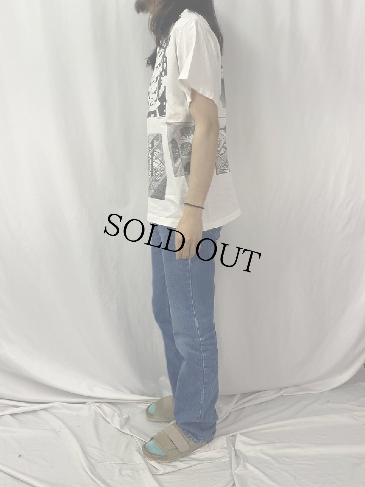 画像4: 90's M.C. Escher USA製 マルチプリントTシャツ L (4)