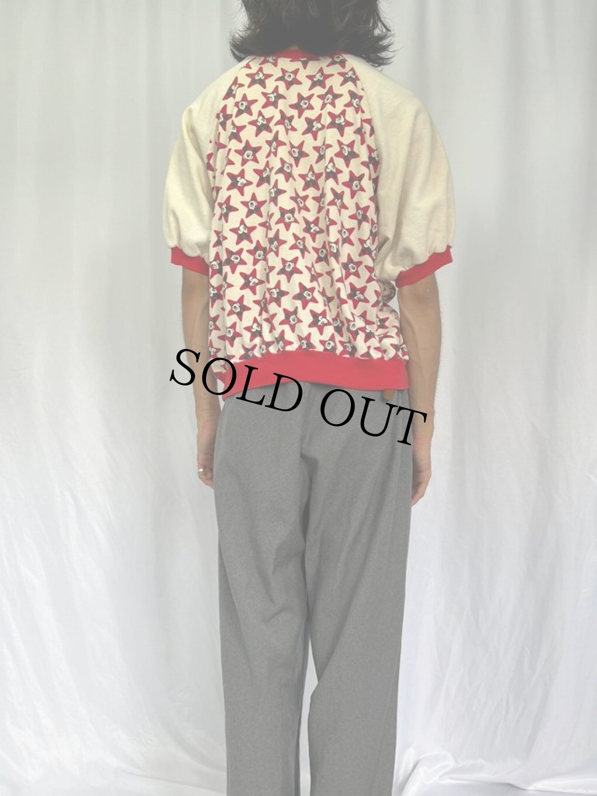 画像4: 80's〜 Disney "MICKEY MOUSE" 総柄 ラグランスウェット (4)