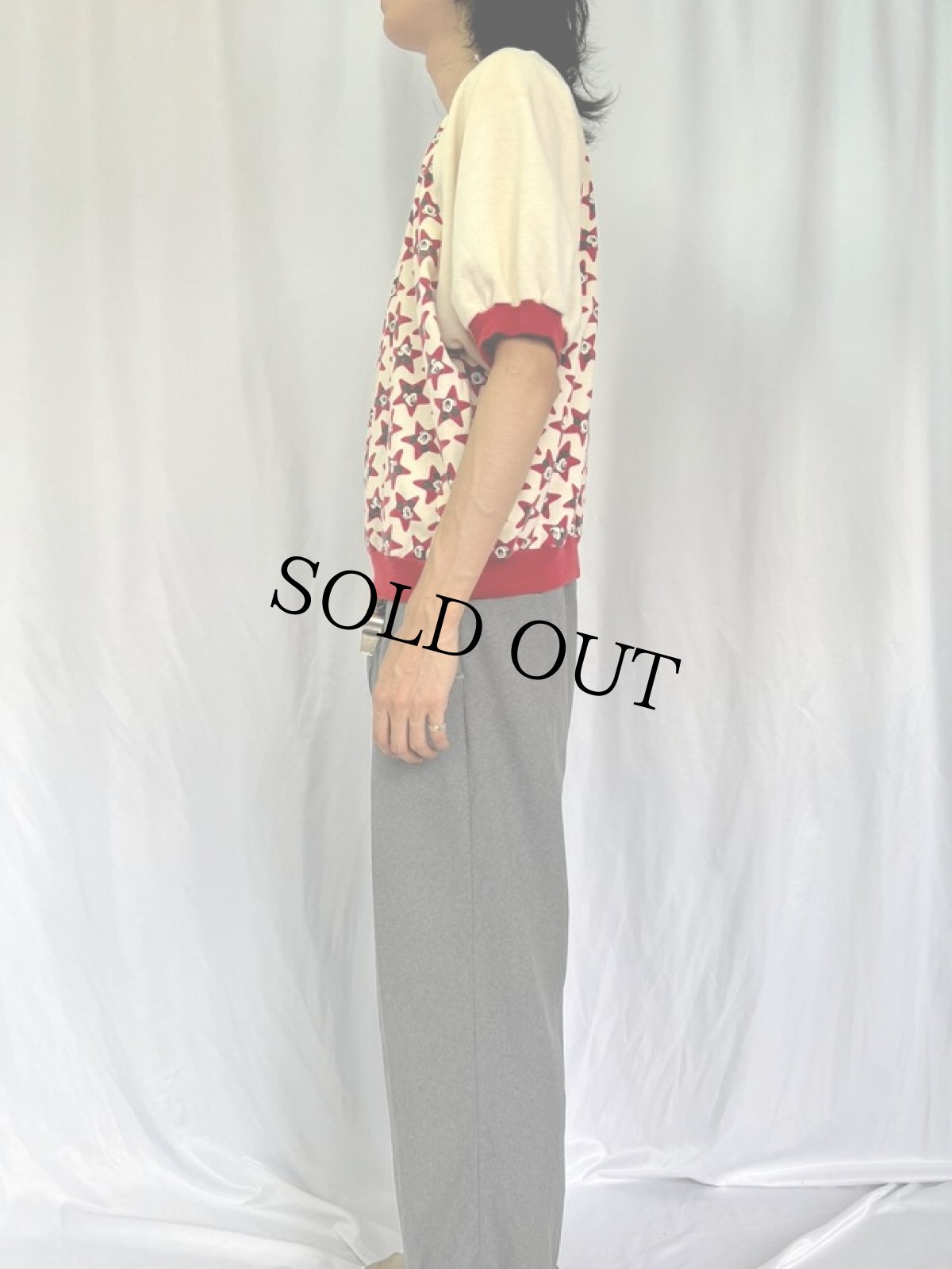 画像3: 80's〜 Disney "MICKEY MOUSE" 総柄 ラグランスウェット (3)