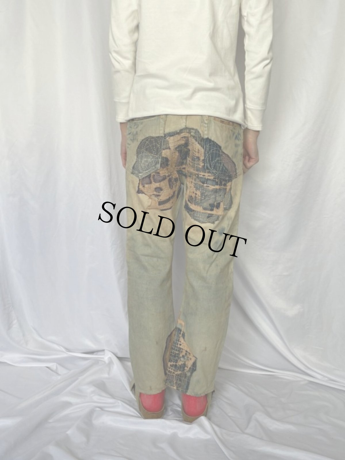 画像5: KAPITAL 刺し子 ボロ加工デニムパンツ W31 (5)