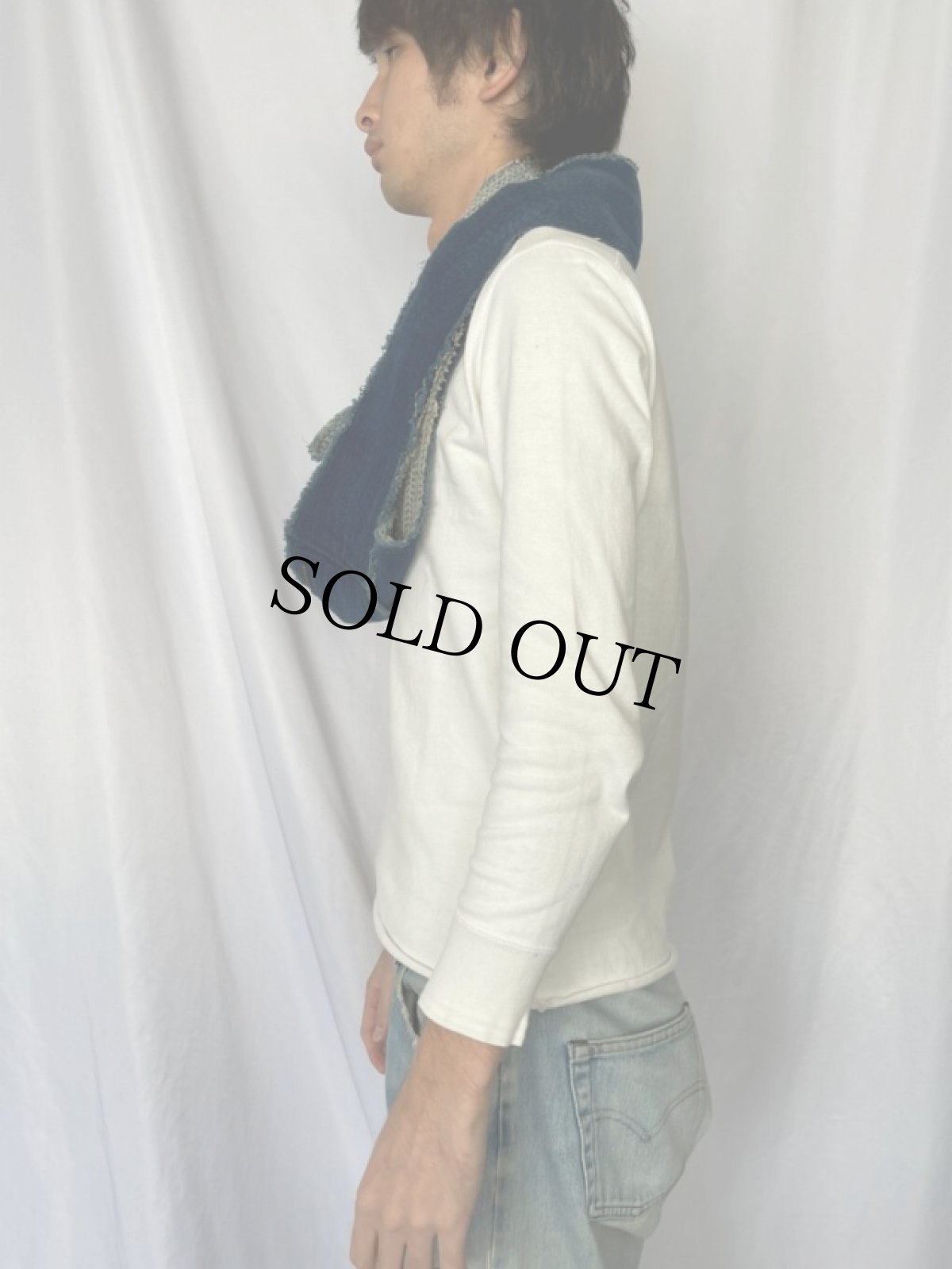 画像3: KAPITAL インディゴ染め 刺し子ストール (3)