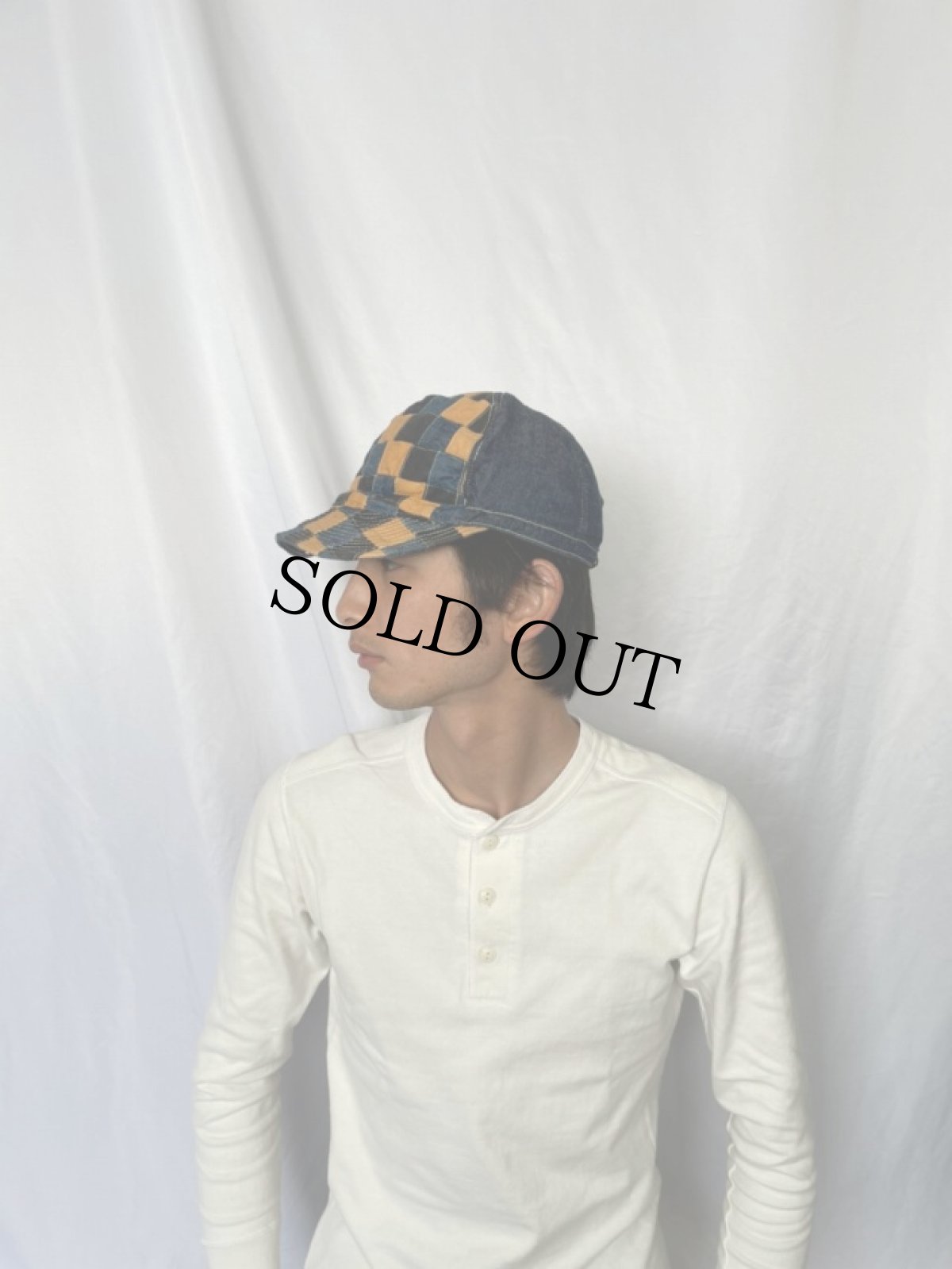 画像3: KAPITAL 格子柄 パッチワークデニムキャップ (3)