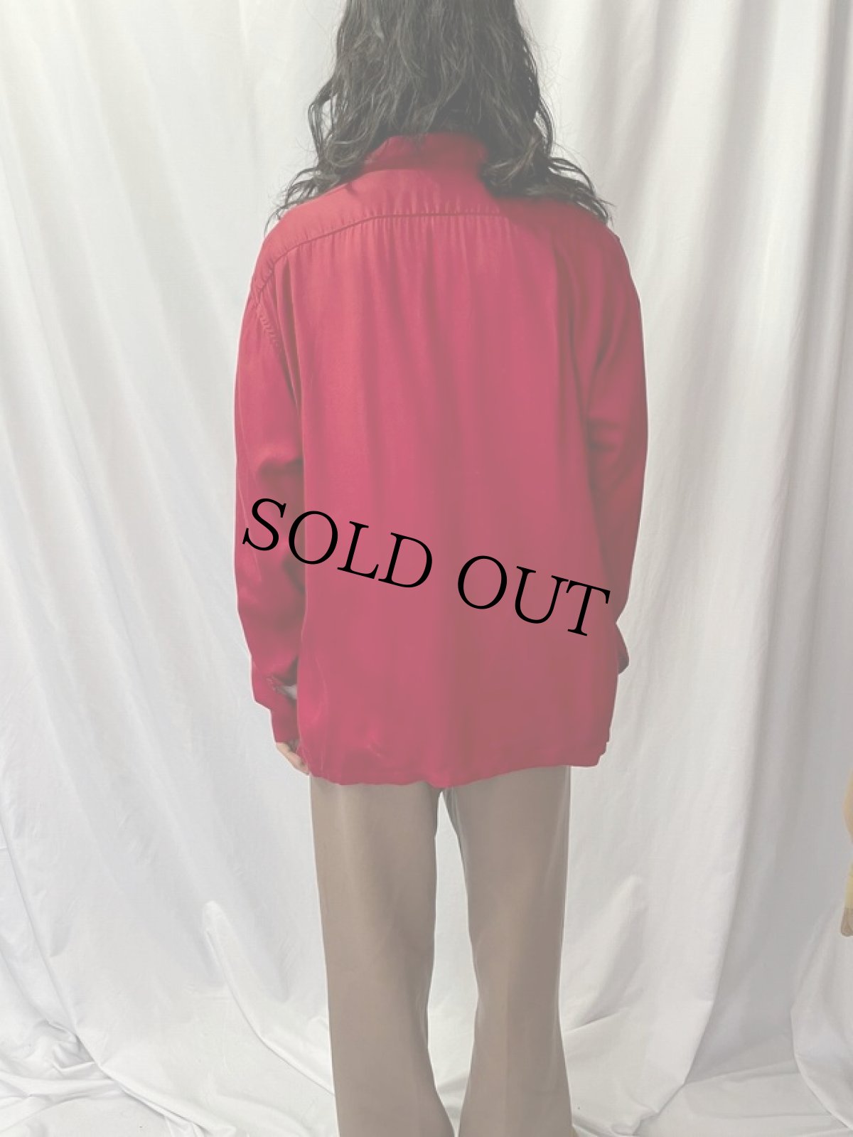 画像4: 50's Feather Gab レーヨンオープンカラーシャツ L (4)