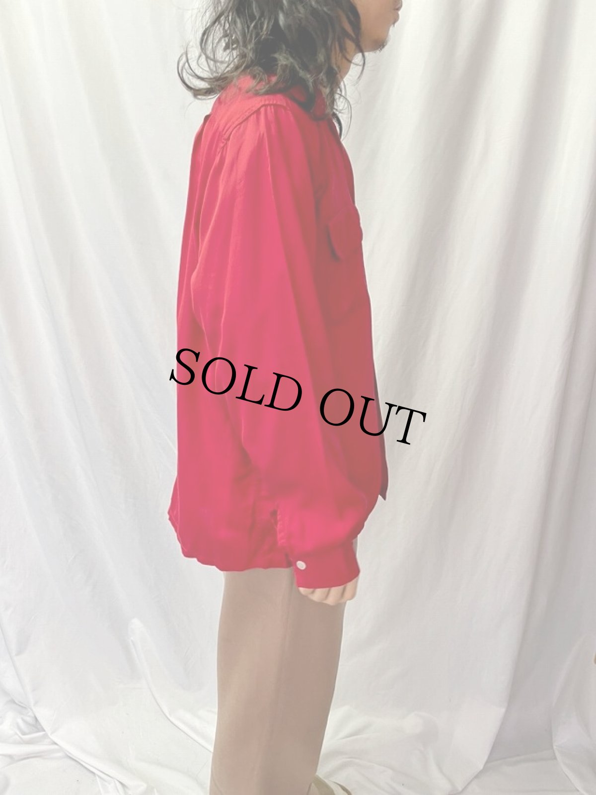 画像3: 50's Feather Gab レーヨンオープンカラーシャツ L (3)