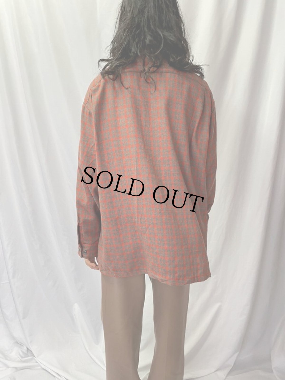 画像4: 70's Dutchmaid チェック柄 オープンカラー ポリ×レーヨンシャツ 17-17 1/2 (4)