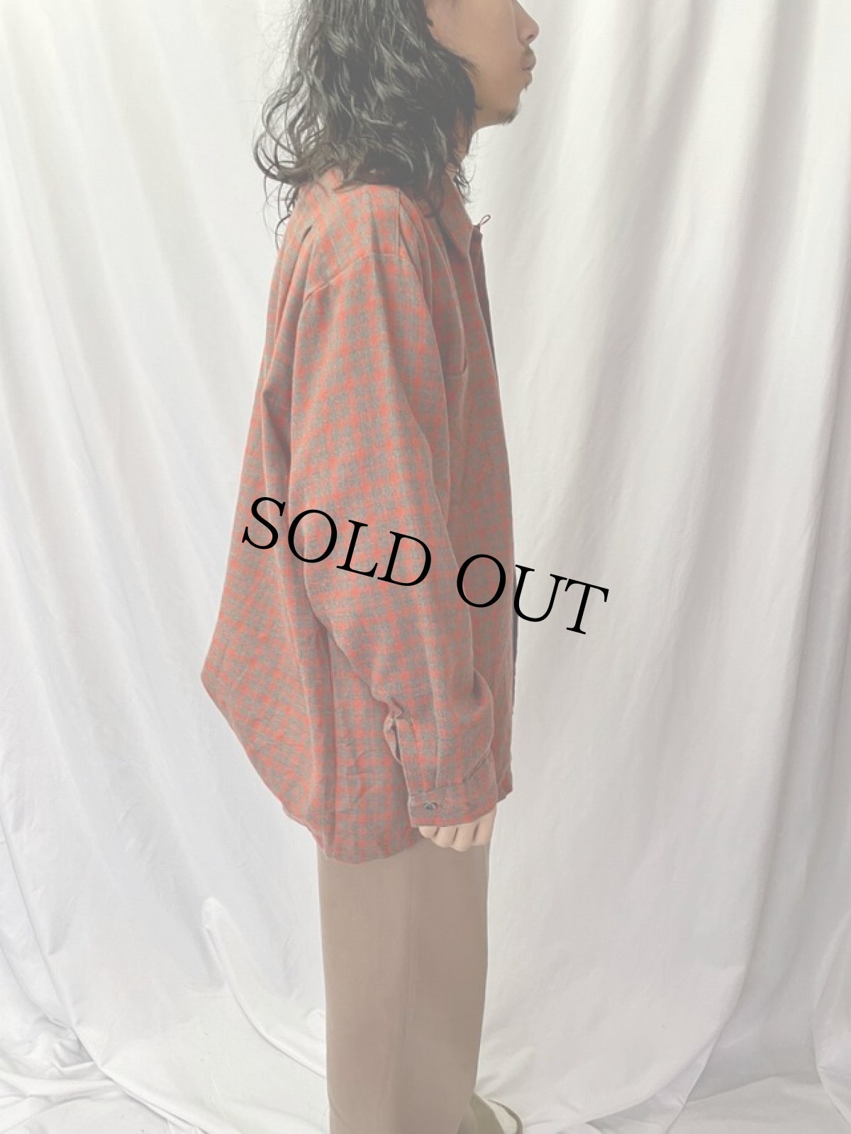 画像3: 70's Dutchmaid チェック柄 オープンカラー ポリ×レーヨンシャツ 17-17 1/2 (3)