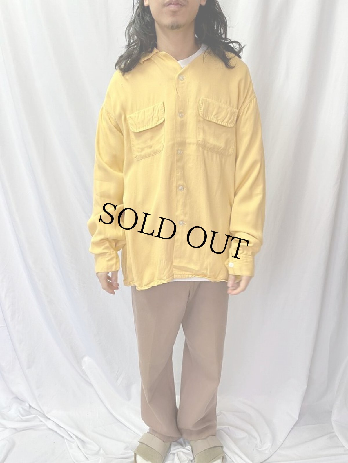 画像2: 50〜60's  Frederick & Nelson オープンカラー ウールシャツ XL (2)