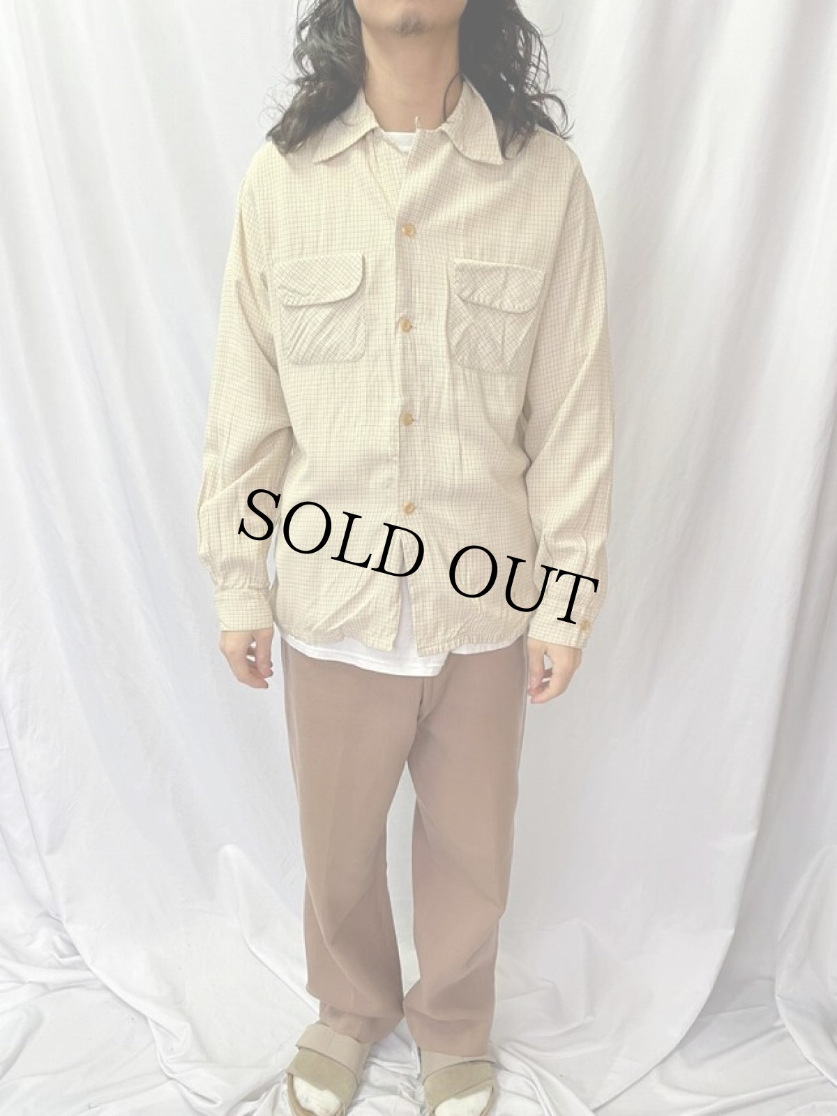 画像2: 50's PENNEY'S TOWNCRAFT チェック柄 オープンカラーレーヨンシャツ L (2)