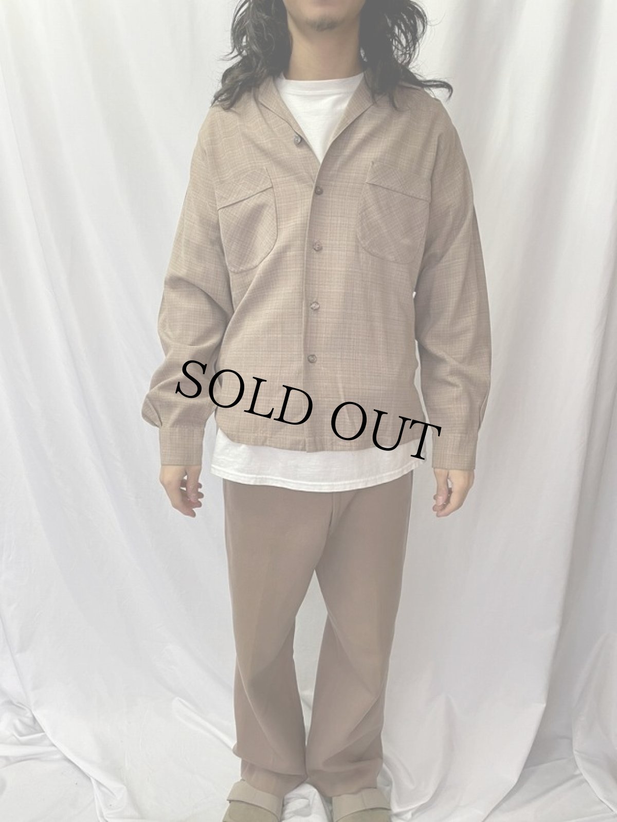 画像2: 60's Sportsman チェック柄オープンカラーレーヨンシャツ M (2)