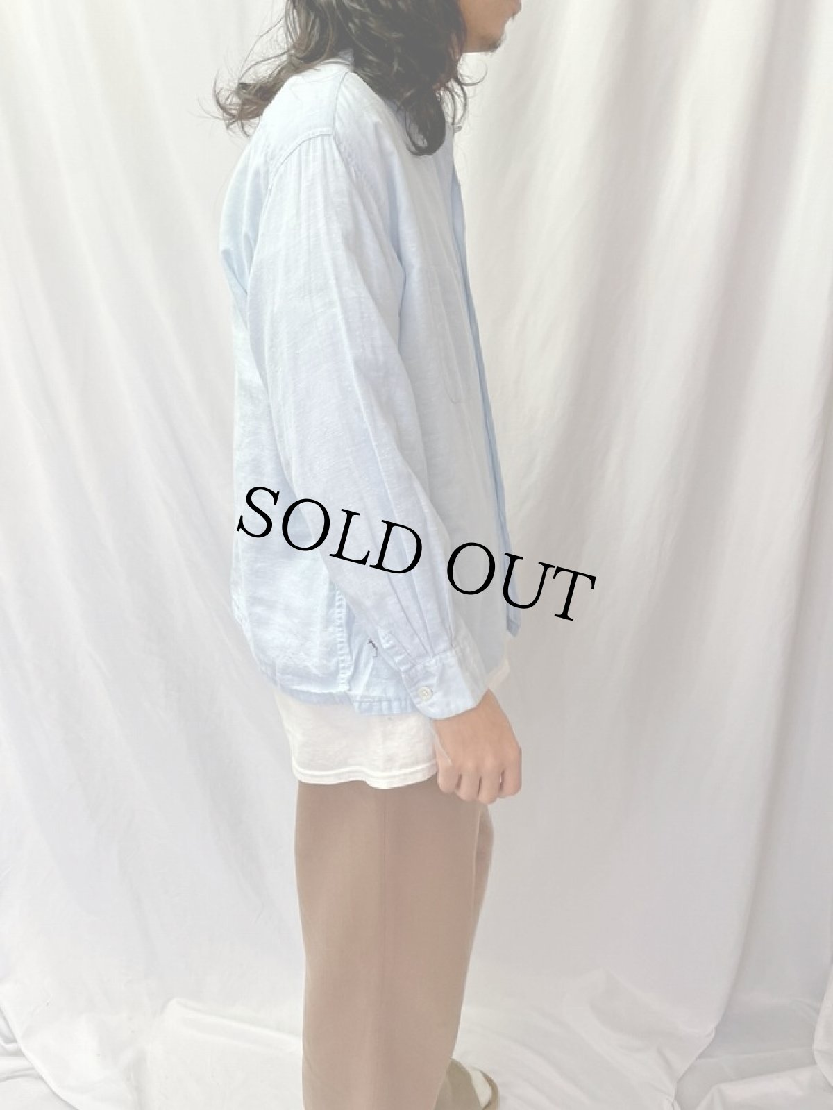 画像4: 50's Long Wear 絣柄 オープンカラーコットンシャツ L (4)