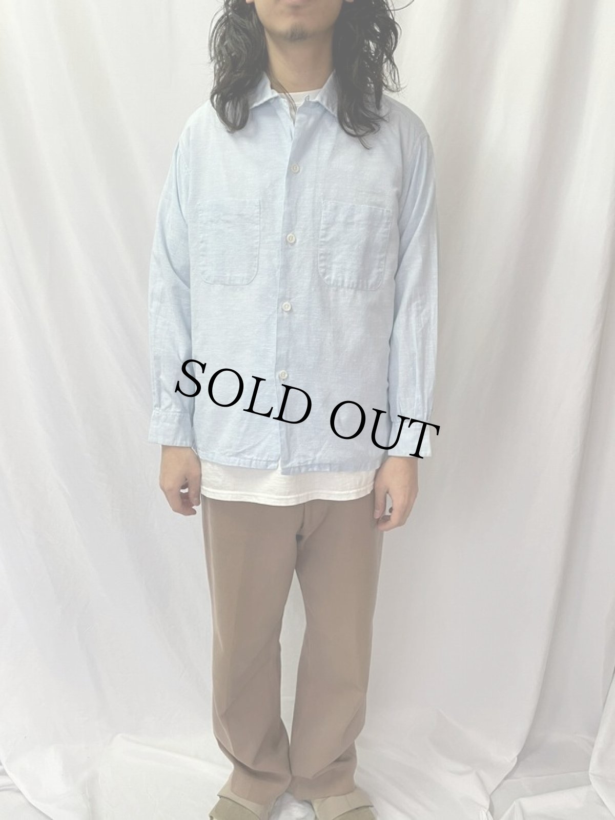 画像3: 50's Long Wear 絣柄 オープンカラーコットンシャツ L (3)