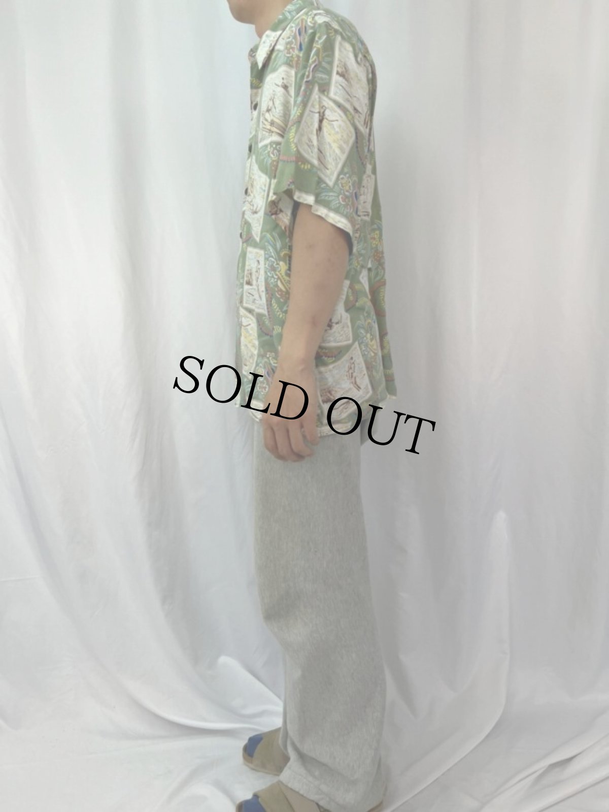 画像3: 90's ART OF EDDY Y by Reyn Spooner オールオーバーパターン レーヨンアロハシャツ XL (3)