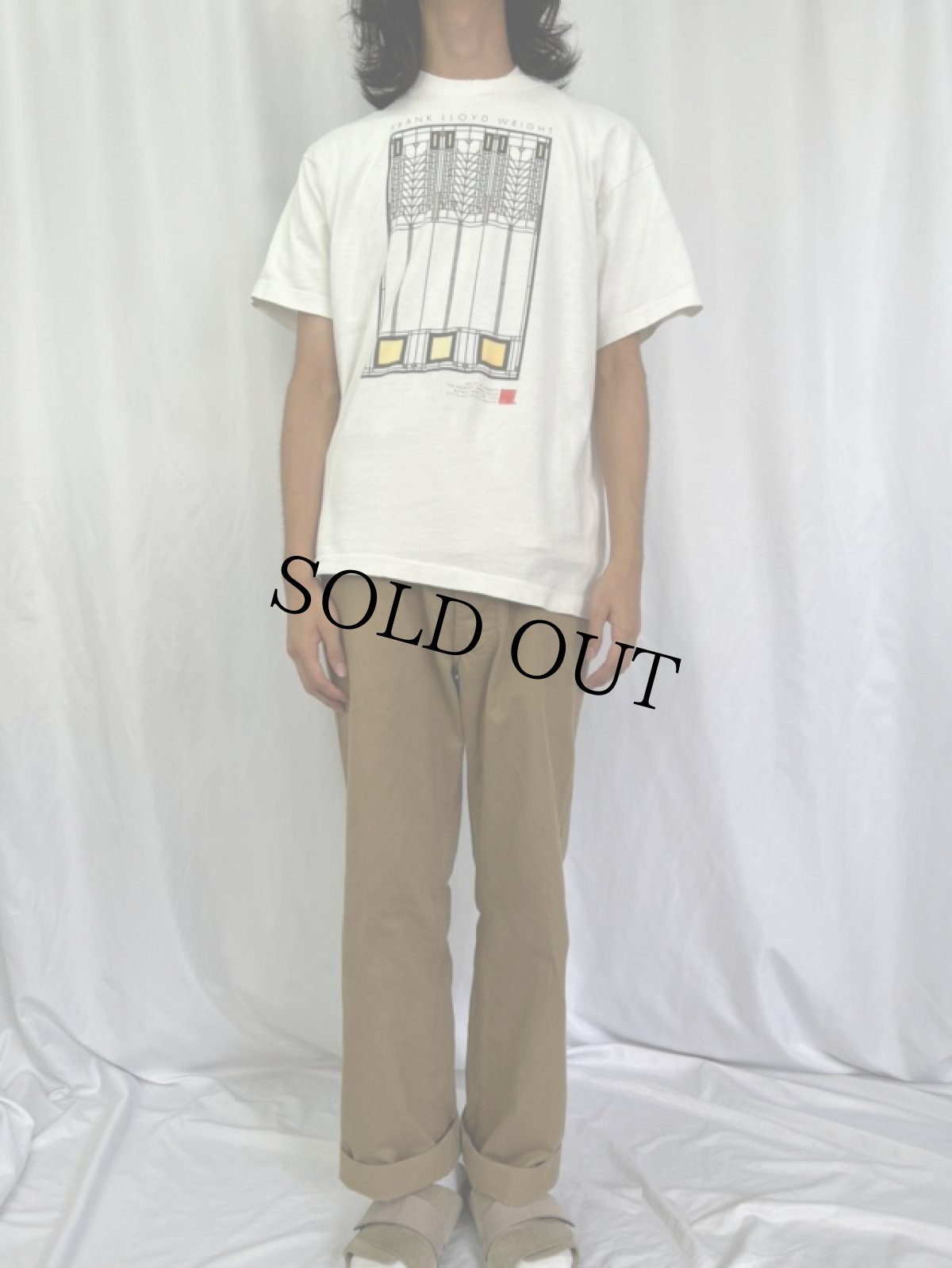 画像2: 90's Frank Lloyd Wright USA製 建築家 アートTシャツ L (2)