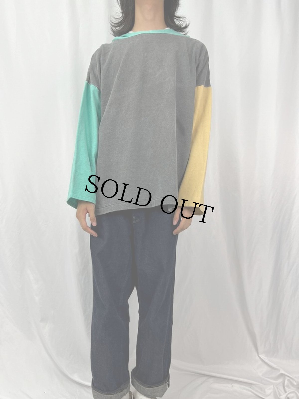 画像2: 90's  MODA INT'L USA製 クレイジーパターン スウェットフーディ MEDIUM (2)