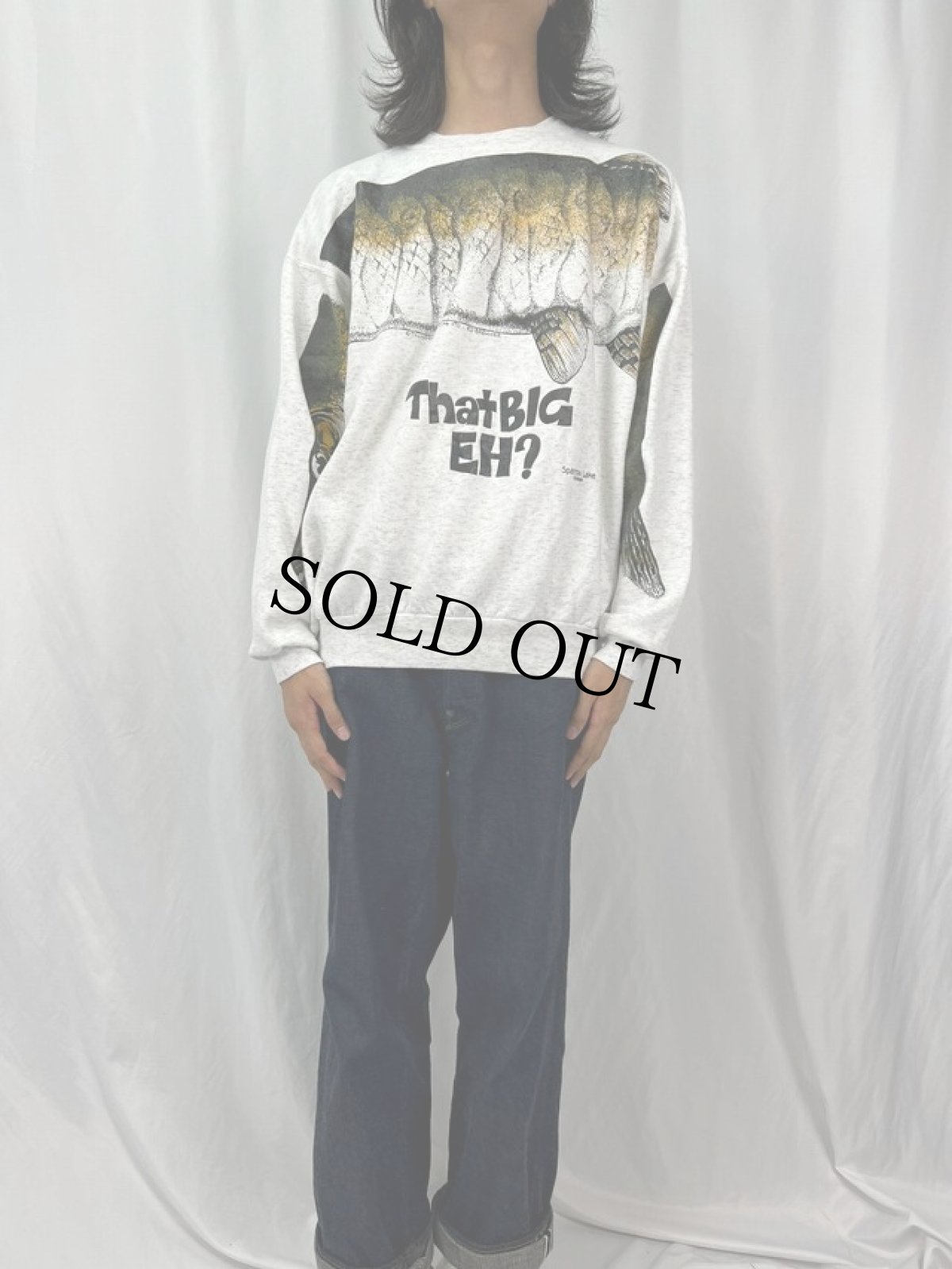 画像2: 90's THAT BIG EH? CANADA製 魚 大判プリントスウェット (2)