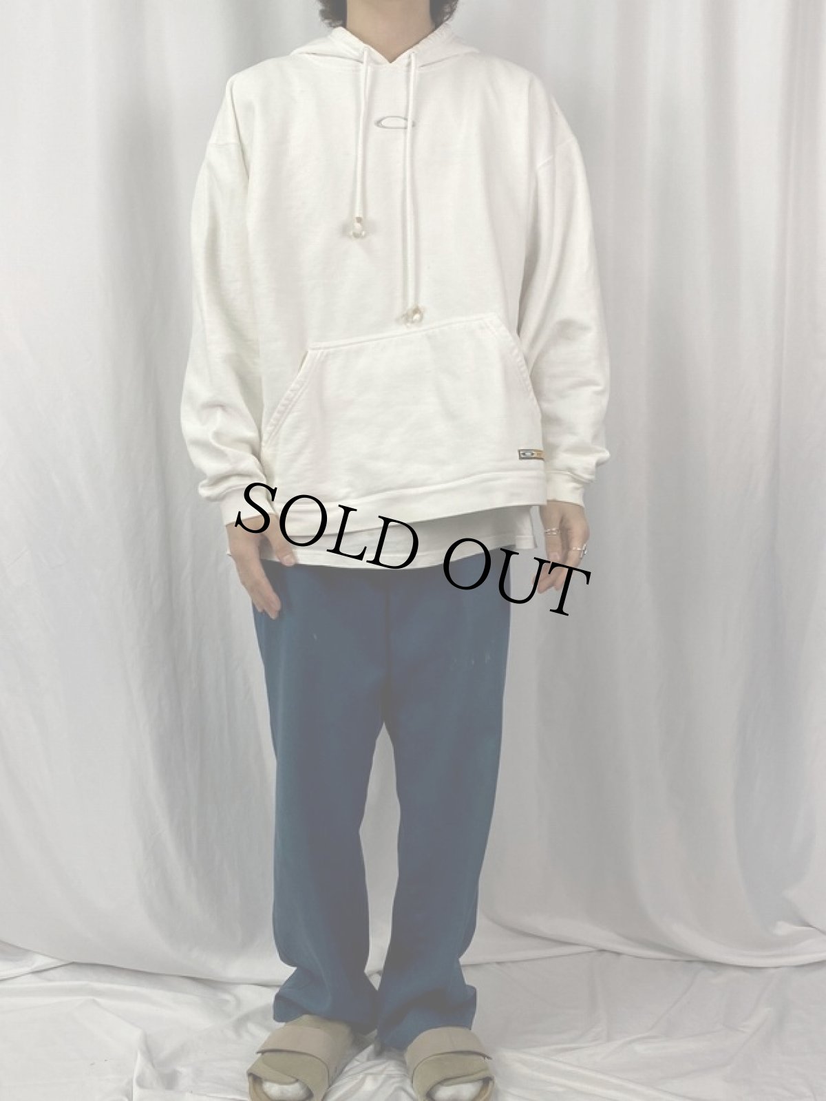 画像2: OAKLEY SOFT WARE ロゴ刺繍 スウェットフーディー L (2)