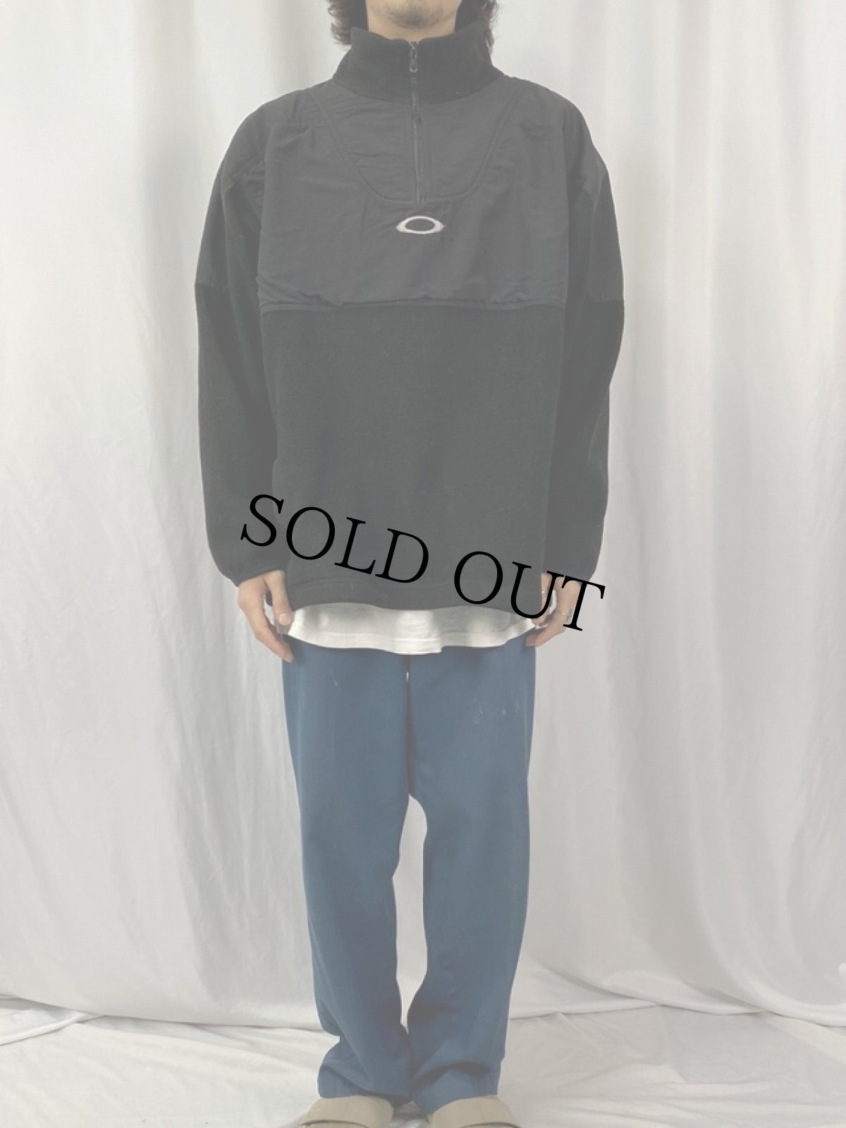 画像2: OAKLEY SOFT  WARE ナイロン切り替えハーフジップ フリースジャケット XL (2)