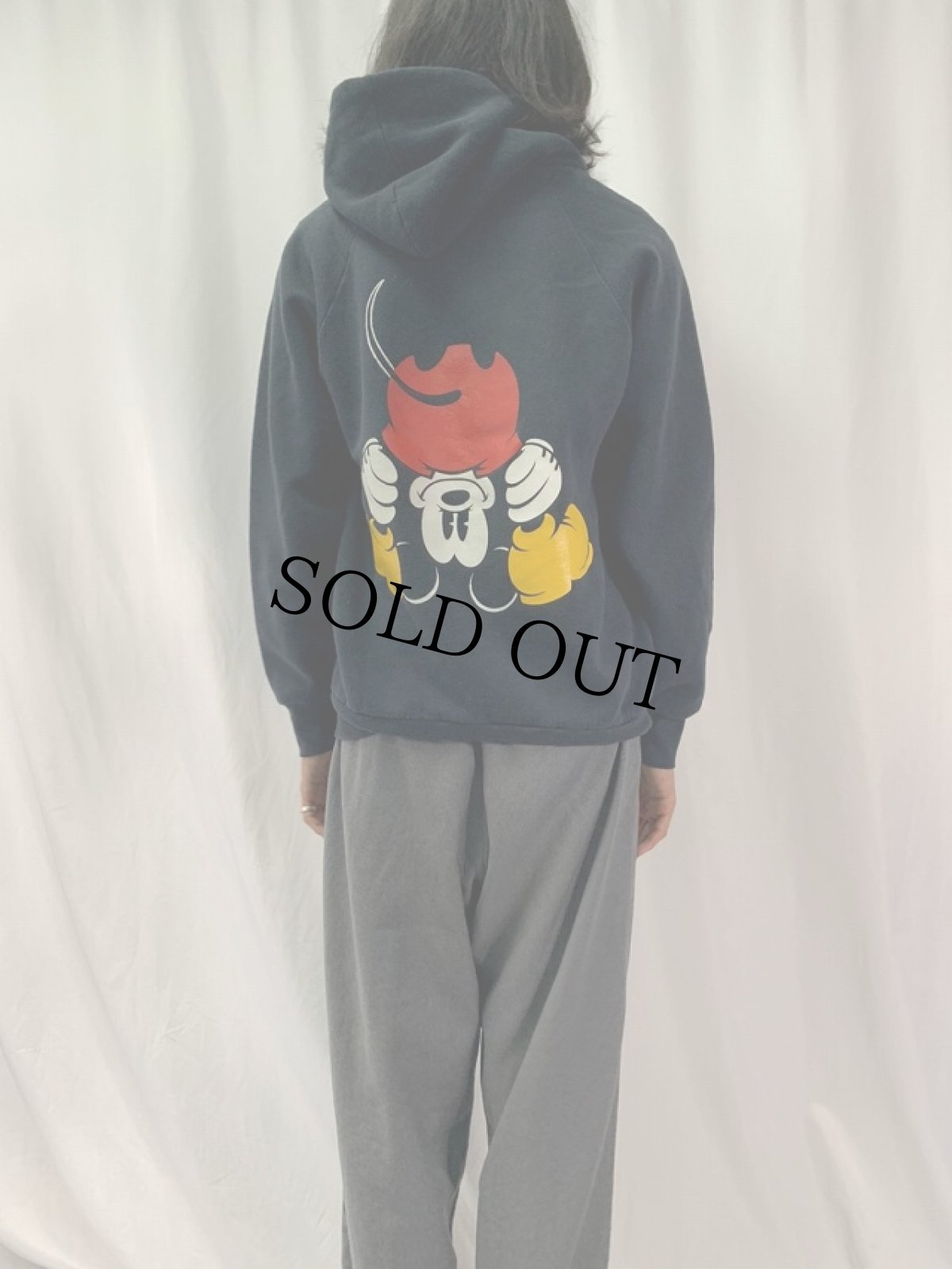 画像4: 90's Disney MICKEY MOUSE キャラクター プリントスウェットフーディー BLACK (4)