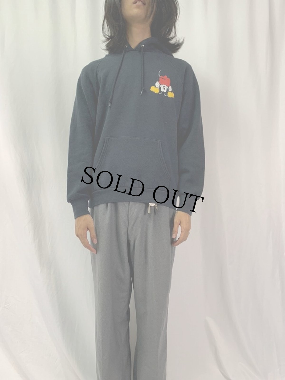 画像2: 90's Disney MICKEY MOUSE キャラクター プリントスウェットフーディー BLACK (2)