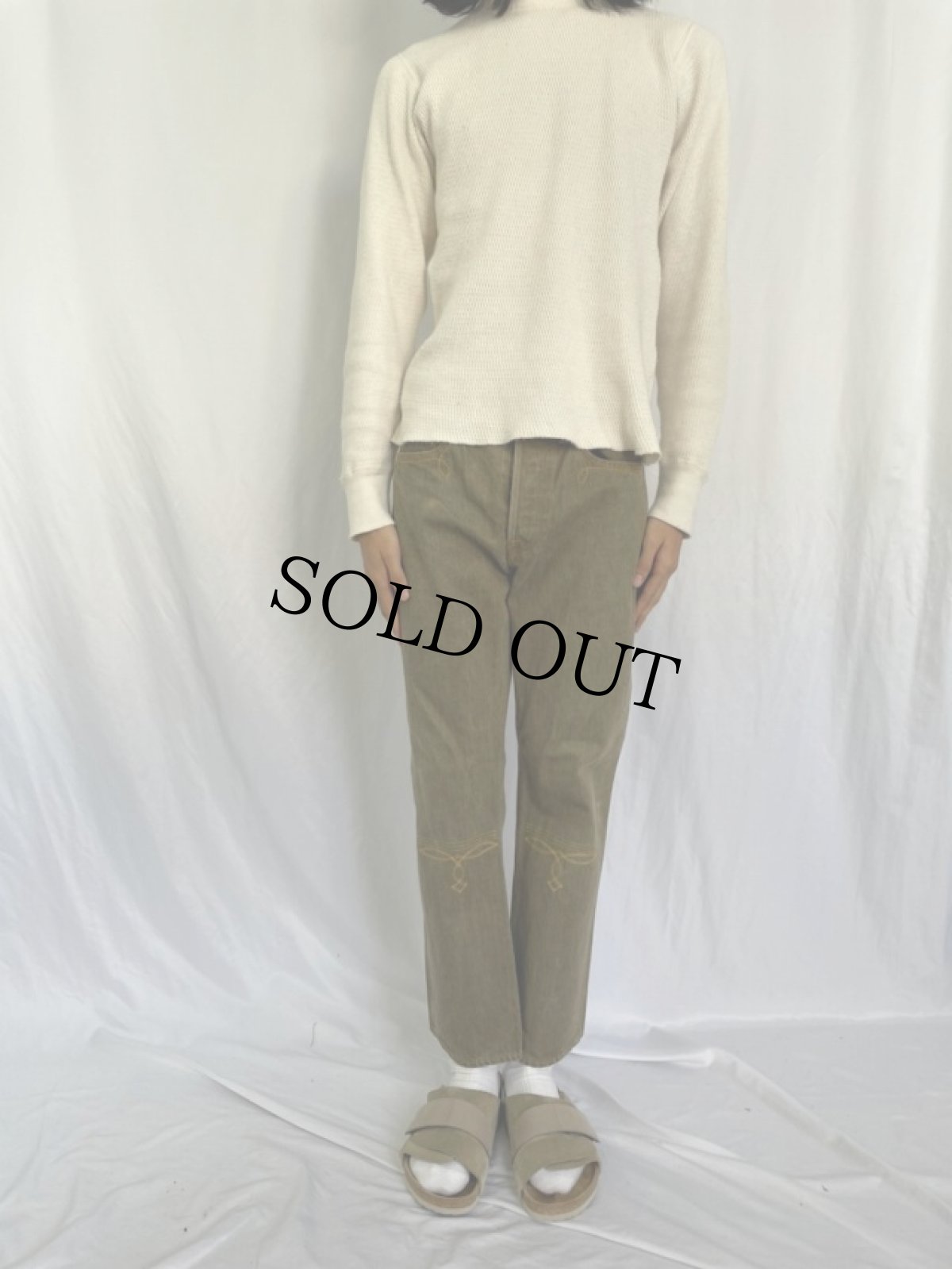 画像2: KAPITAL ウエスタン刺繍 バックルバック カラーデニムパンツ W31 (2)