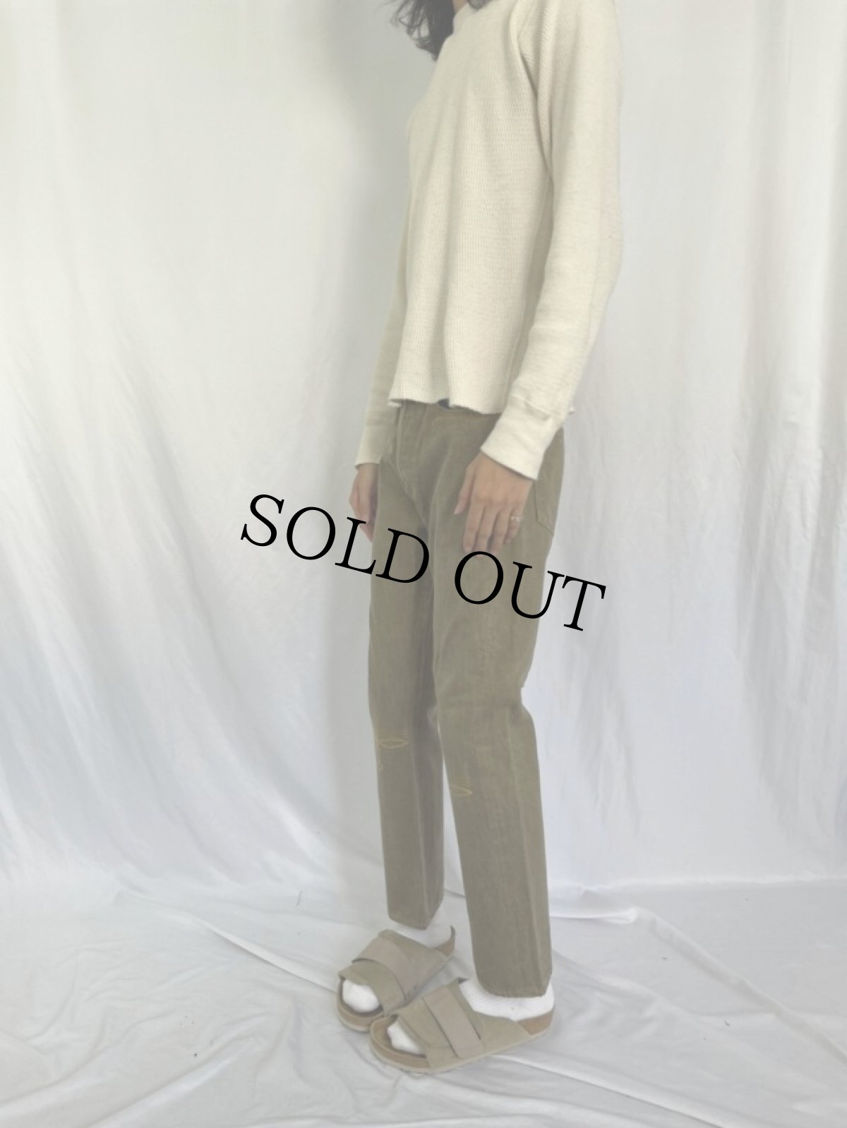 画像3: KAPITAL ウエスタン刺繍 バックルバック カラーデニムパンツ W31 (3)