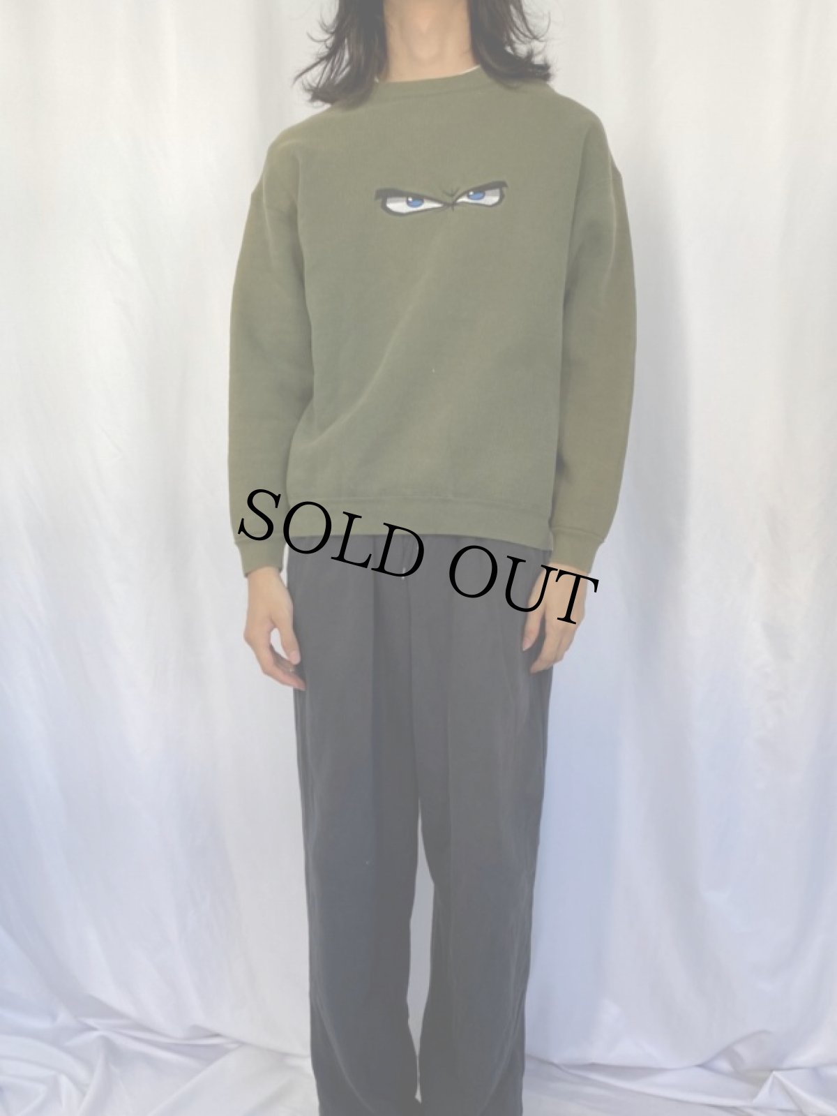 画像2: 90's NO FEAR USA製 イラスト刺繍スウェット L (2)