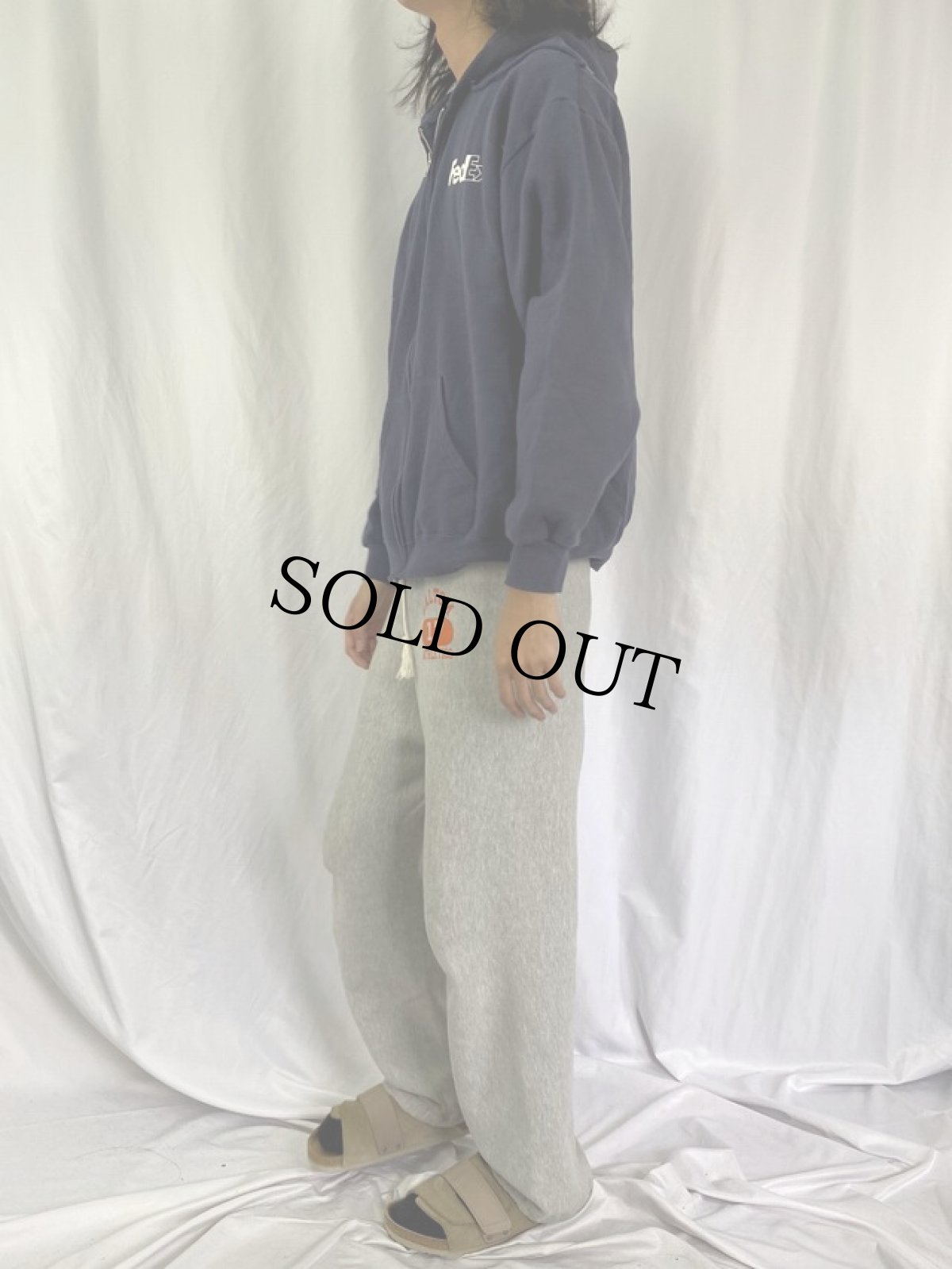 画像3: FedEx 企業ロゴプリントスウェットジップパーカー L (3)