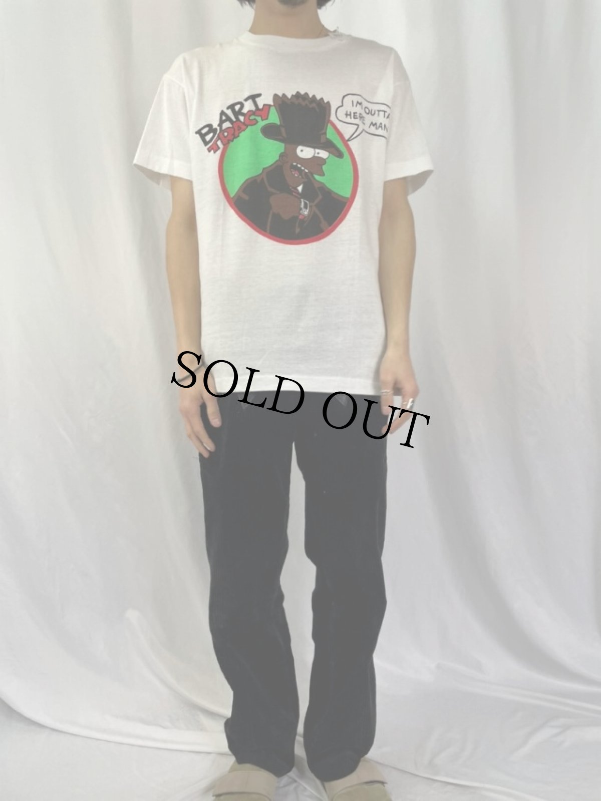 画像2: 80〜90's SIMPSONS USA製 "BART TRACY" キャラクターパロディTシャツ L (2)