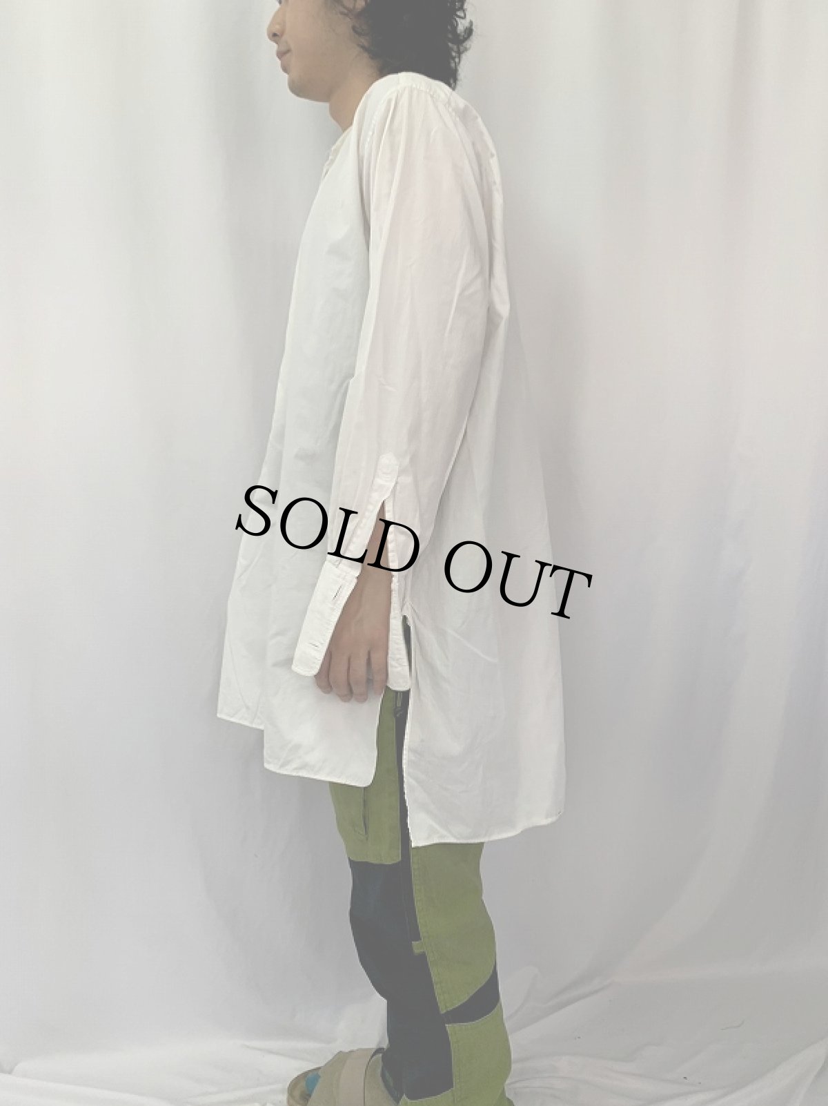 画像3: 30〜40's EURO マチ付き バンドカラーグランパシャツ (3)