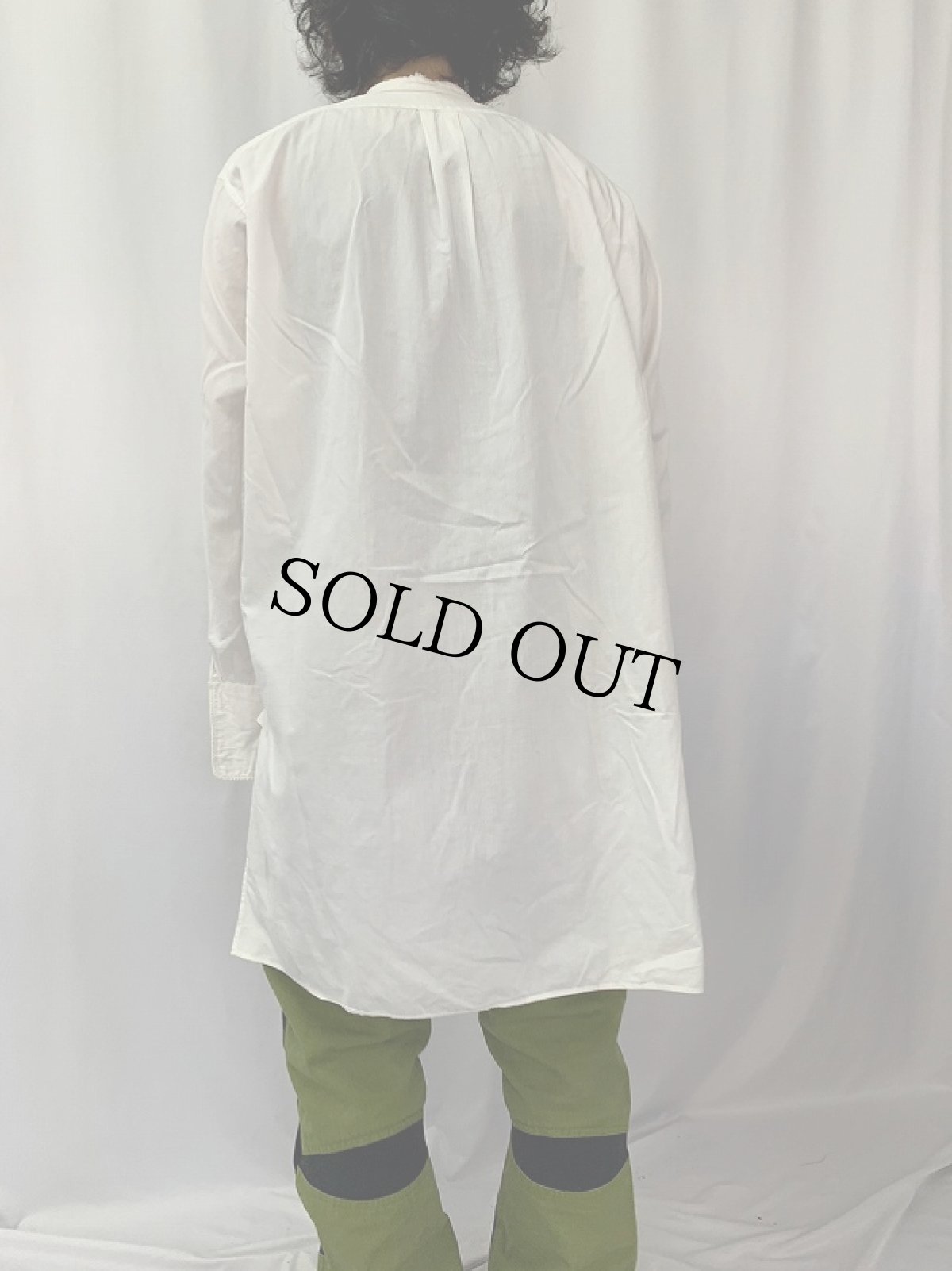 画像4: 30〜40's EURO マチ付き バンドカラーグランパシャツ (4)