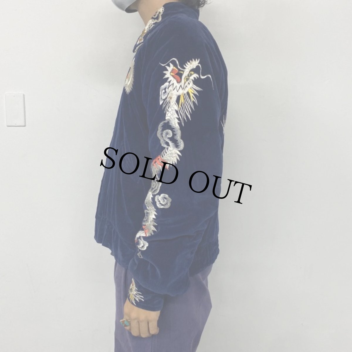 画像18: 50's "JAPAN" 鷹×虎 別珍×サテン スカジャン (18)