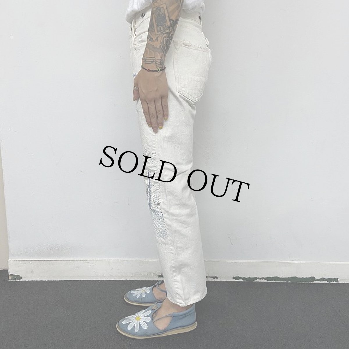 画像5: KAPITAL KOUNTRY 刺し子 ホワイトデニムパンツ W29 (5)