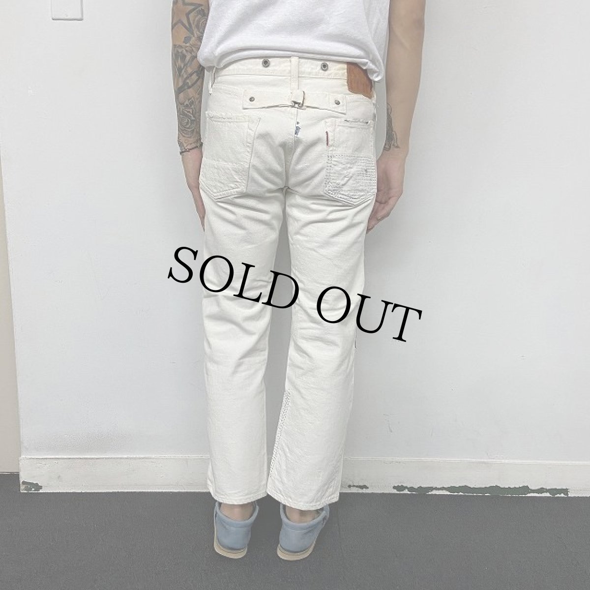 画像6: KAPITAL KOUNTRY 刺し子 ホワイトデニムパンツ W29 (6)